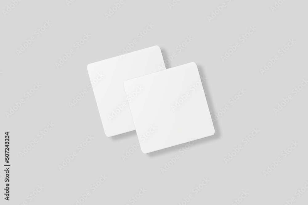 Floating blank square business card for mockup. 3D Render. Floating blank square business card for mockup. 3D Render.