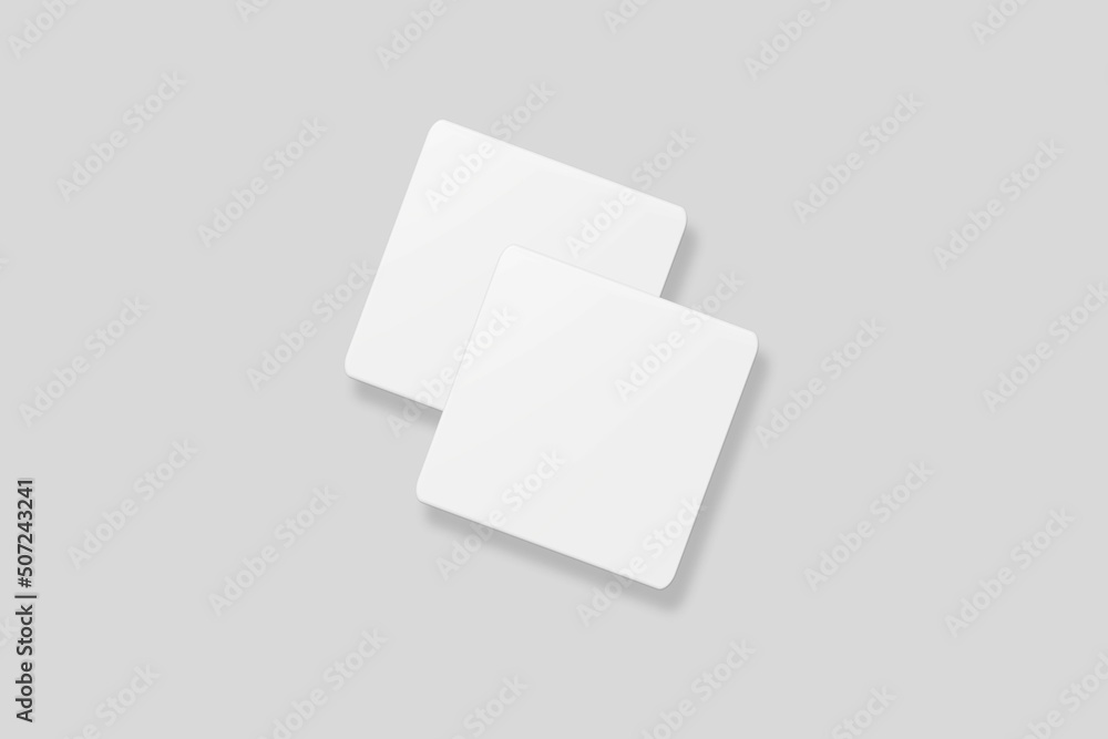 Floating blank square business card for mockup. 3D Render. Floating blank square business card for mockup. 3D Render.
