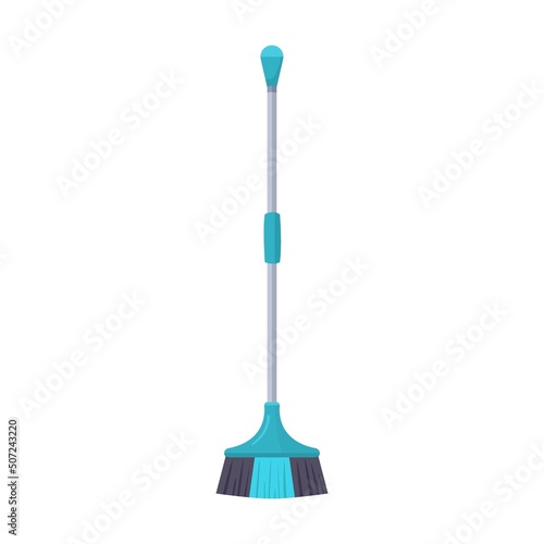 Mop with long handle. Cleaning supplies flat vector illustration. Household cleaning tools. Brooms, brushes, mops, dustpan isolated on white