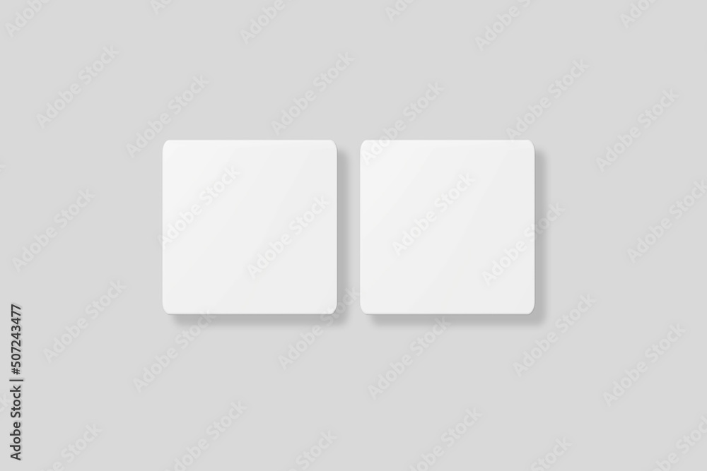 Floating blank square business card for mockup. 3D Render. Floating blank square business card for mockup. 3D Render.