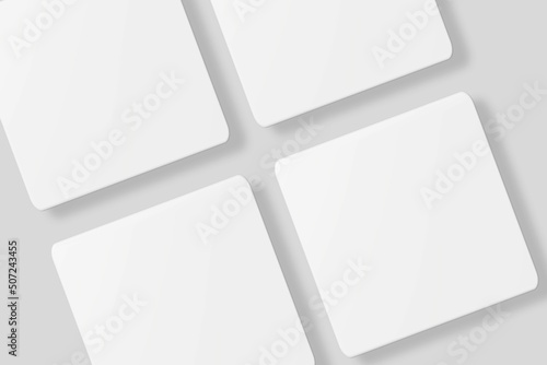 Floating blank square business card for mockup. 3D Render.