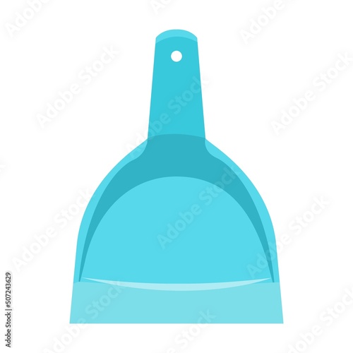 Cleaning scoop flat vector illustration. Household cleaning tools. Brooms, brushes, mops, dustpan isolated on white
