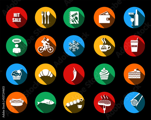 Set of icons food delivery and fast food online store in vector