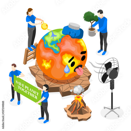 Climate Change Isometric Composition
