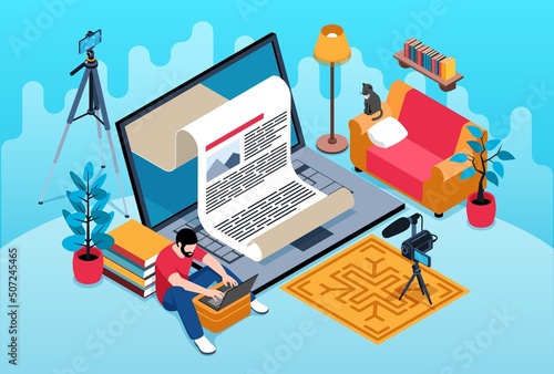 Isometric Journalist Illustration