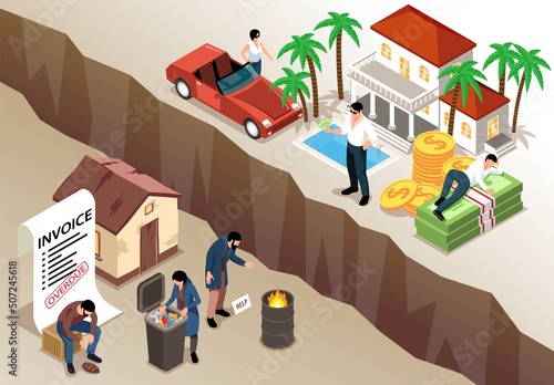 Isometric Poverty and Wealth Illustration