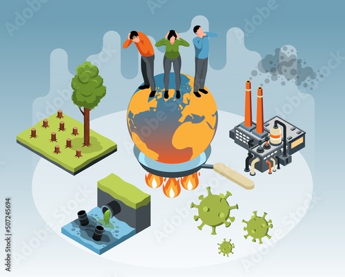 Isometric Environmental Problems Illustration
