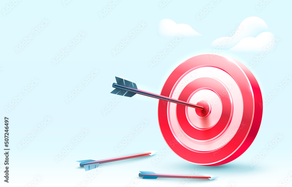 Target landing page, banner business 3d icon. Vector Target landing page, banner business 3d icon. Vector