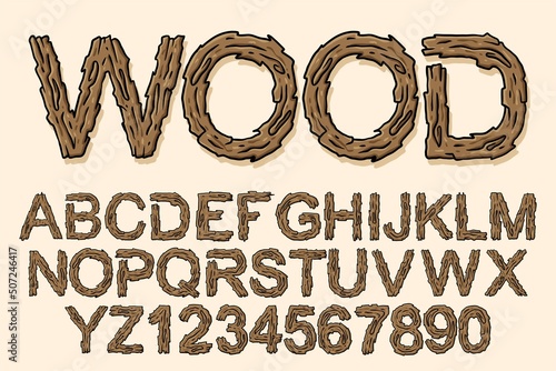 Alphabet wood style text vector