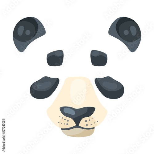 Effect with panda face for selfies vector illustration. Mask with animal ears, noses and muzzles for video chat or mobile app