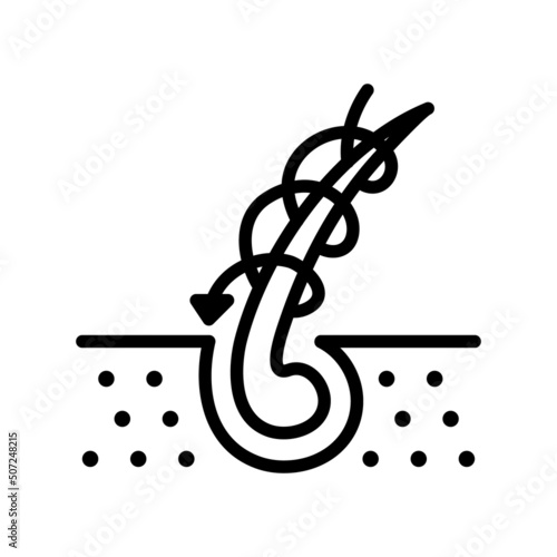 Hair care and treatment flat line icon. Outline sign mascara for mobile concept and web design, store