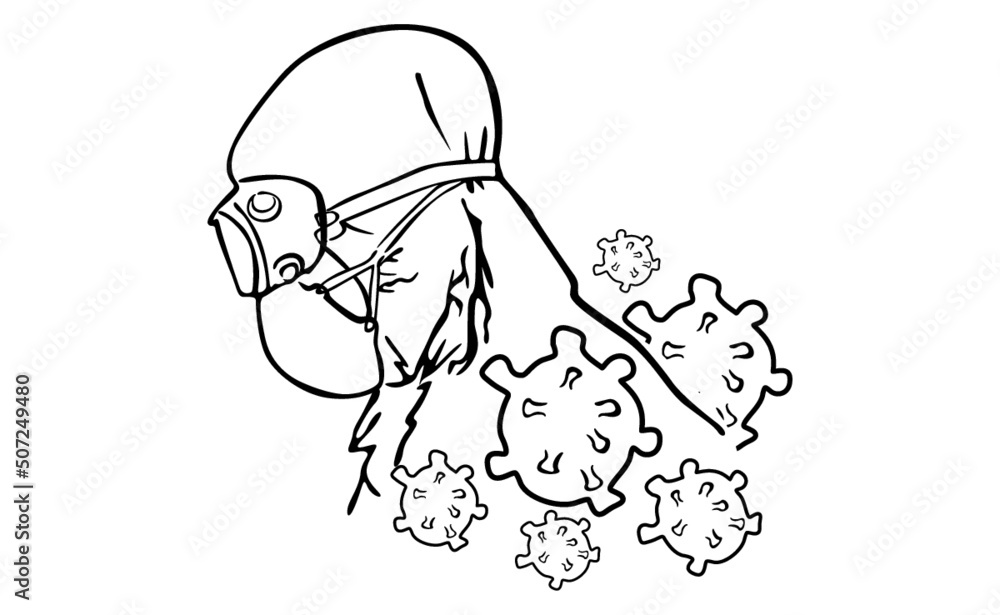 pandemic health worker line art pandemic health worker line art