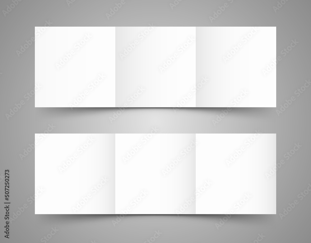 Brochure layout. Blank, white, square shaped brochure with shadow, mockup.