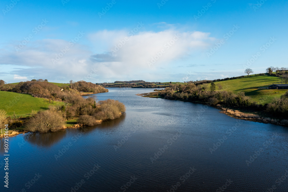 Obraz premium Aerial view of Spring quoile river,Downpatrick,Northern Ireland
