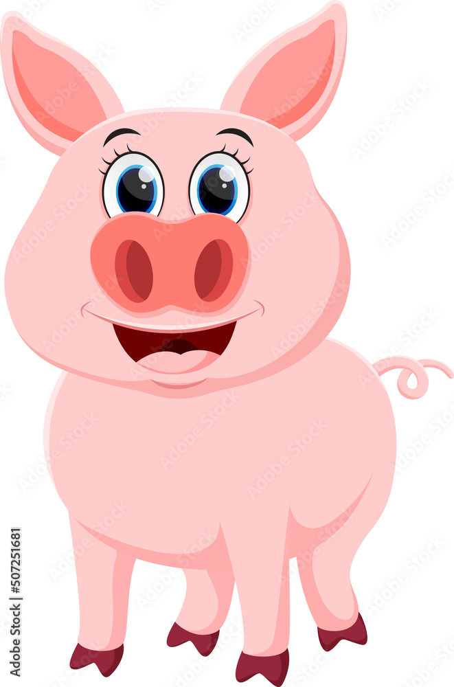 Cute Pig cartoon, isolated on white background Cute Pig cartoon, isolated on white background