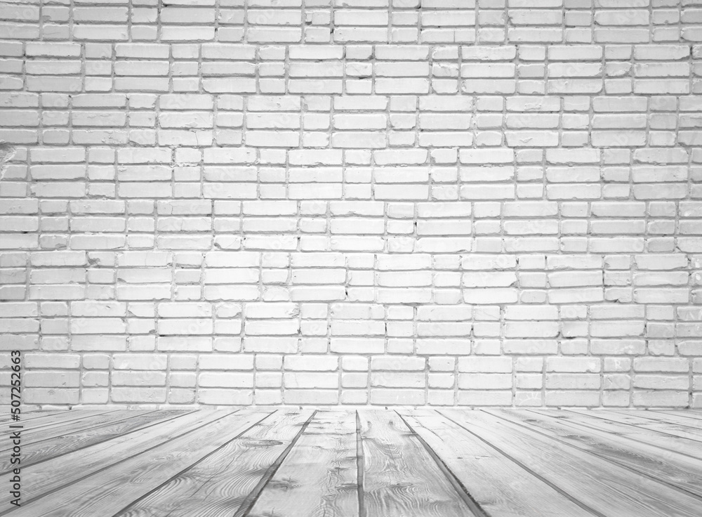 Fototapeta premium gray interior with brick wall