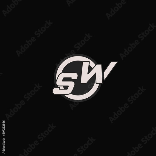 Initial SW logo circle line style, simple esport team logo design