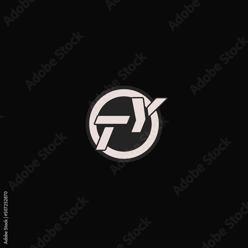 Initial TY logo circle line style, simple esport team logo design photo
