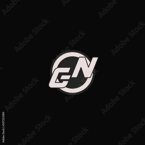 Initial GN logo circle line style, simple esport team logo design photo