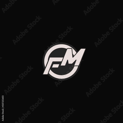 Initial FM logo circle line style, simple esport team logo design
