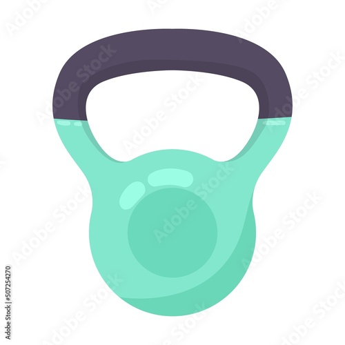 Kettle bell with handle for comfortable grip. Equipment for gym workout cartoon illustration isolated on white background