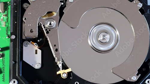 View of a opened hard disk working
