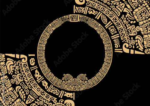 Abstract frame from ancient mayan symbols. Mayan calendar.Images of characters of ancient American Indians.The Aztecs, Mayans, Incas.
Signs and symbols of the ancient world. Mexican ancient Mayan cale photo