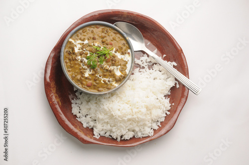 Dal Makhni and rice, Punjabi home food photo