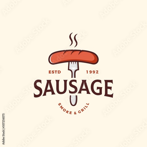 Hot sausage logo design vector illustration