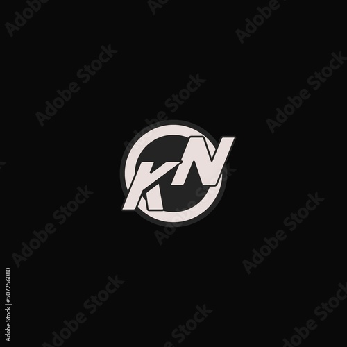Initial KN logo circle line style, simple esport team logo design
