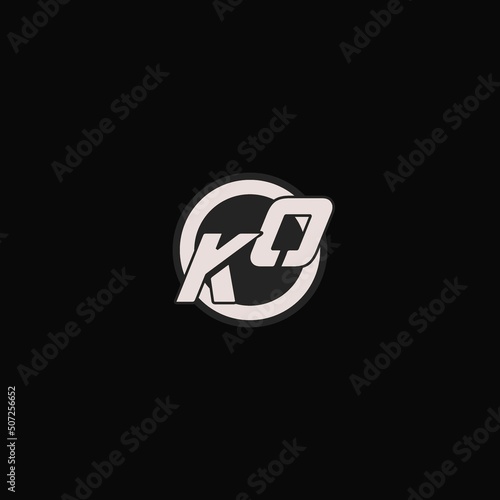 Initial KO logo circle line style, simple esport team logo design