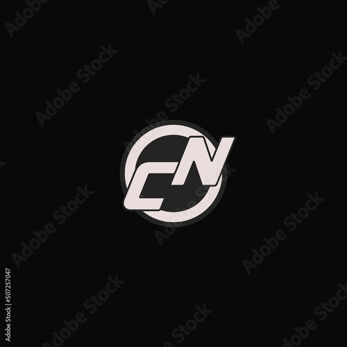 Initial CN logo circle line style, simple esport team logo design