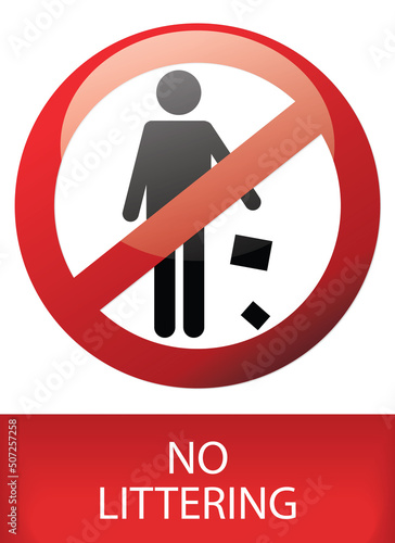 no littering sign red on white