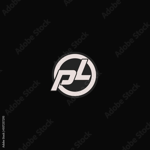 Initial PL logo circle line style, simple esport team logo design