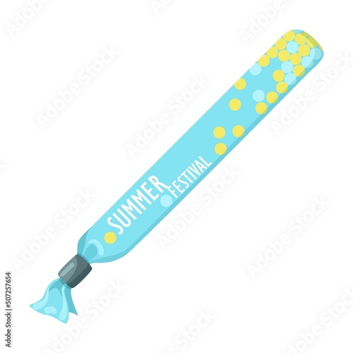 Summer festival. Bracelet for event or concert entrance vector illustration. Colorful plastic wristbands for hand, party, festival or hotel admission isolated on white