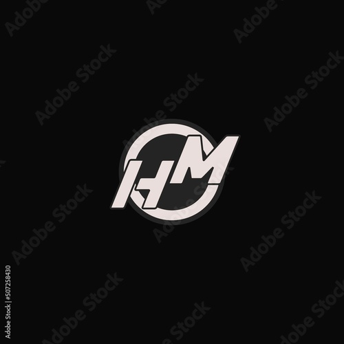 Initial HM logo circle line style, simple esport team logo design