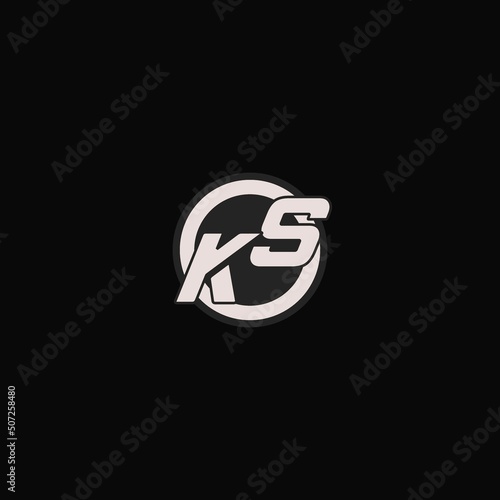 Initial KS logo circle line style, simple esport team logo design