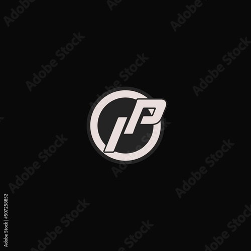 Initial IP logo circle line style, simple esport team logo design