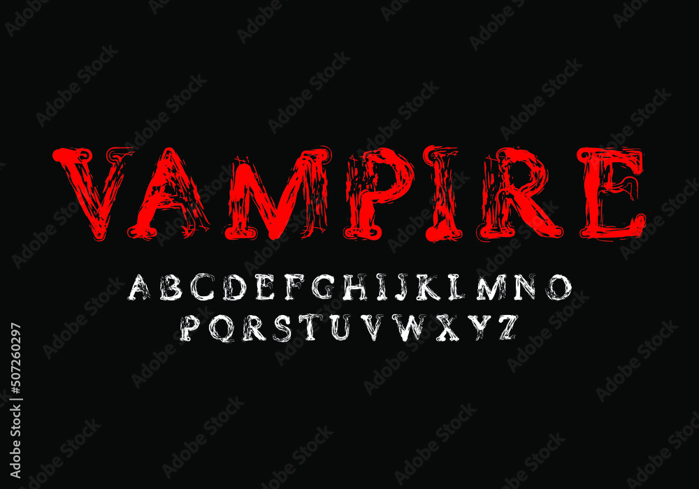 Bold font with horror style. Vector font for typography, title writing, poster or logo needs