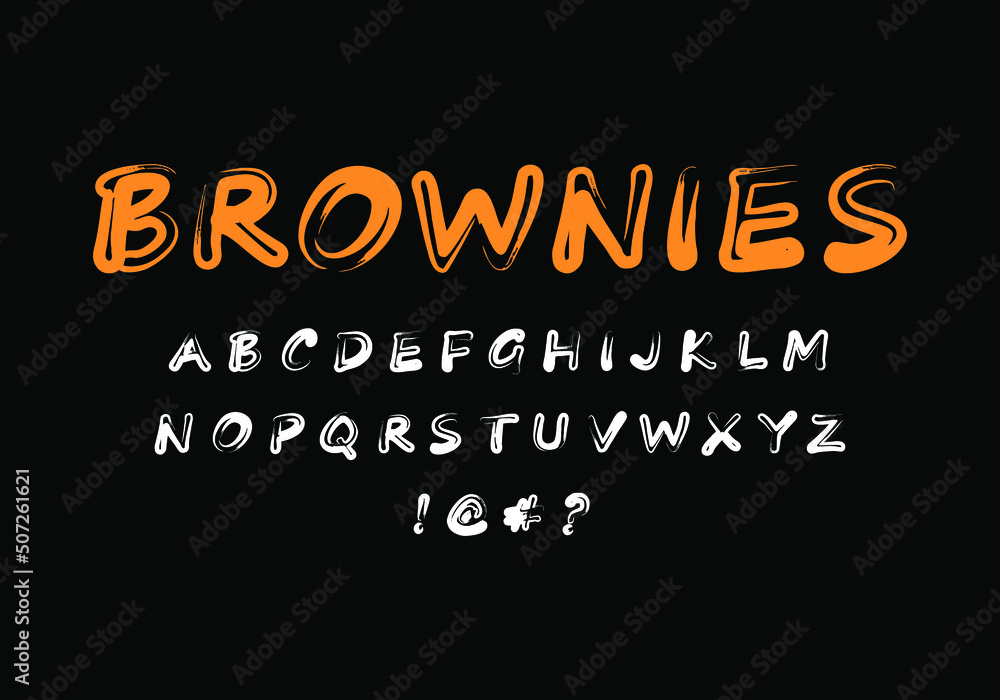 Rounded font in a rustic retro style. Vector fonts for typography