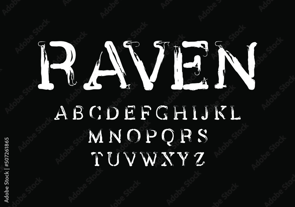 Serif font with a retro horror style. Vector fonts for typography, titles, posters, or logos Serif font with a retro horror style. Vector fonts for typography, titles, posters, or logos
