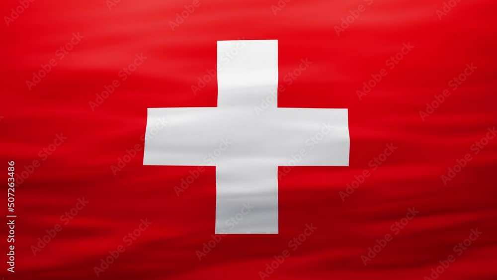 Wavy Swiss flag in 4K, Texture Background of Flagpole. National flag of Switzerland - Loop footage for travel company, presentation, screensaver or advertising. Wavy Swiss flag in 4K, Texture Background of Flagpole. National flag of Switzerland - Loop footage for travel company, presentation, screensaver or advertising.