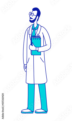Scientist semi flat color vector character. Posing figure. Full body person on white. Laboratory worker. Researcher simple cartoon style illustration for web graphic design and animation