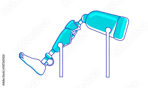 Prothesis device semi flat color vector element. Full sized object on white. Bionic implant. Replace missing body part simple cartoon style illustration for web graphic design and animation