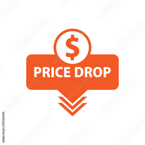 Price drop in flat style. Sale banner vector illustration on isolated background. Loss market sign business concept.