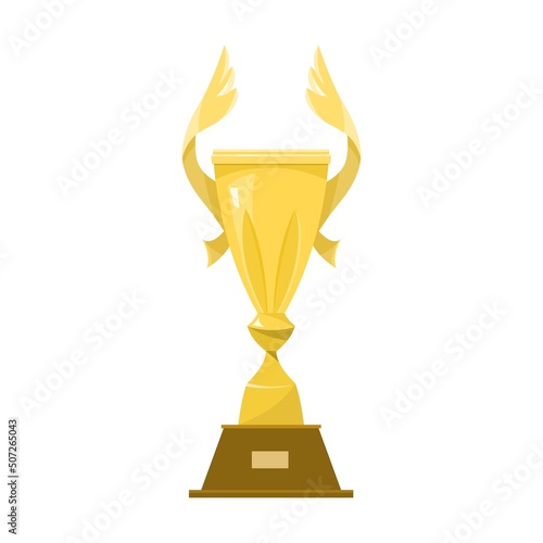 Sport gold cup vector illustration. Championship reward, golden trophies, prizes or awards isolated on white