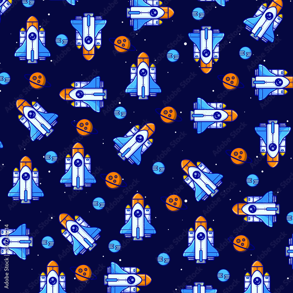 Fototapeta premium seamless pattern with spaceshuttle