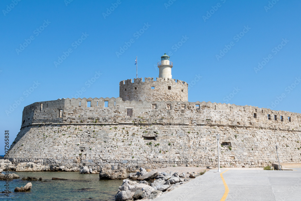 The fortress of Agios Nikolaos (Saint Nicholas) in Rhodes, Greece
