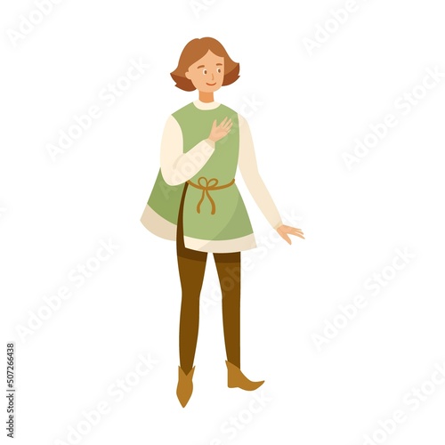 Men in medieval costumes cartoon illustration. Queen, princess and aristocrats characters. History, style concept