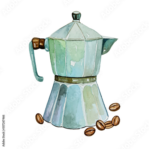 Watercolor moka pot